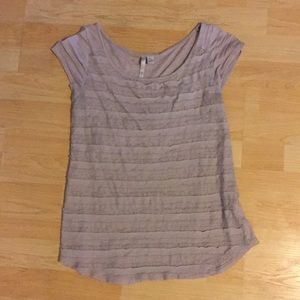 🍂 Ruffled Nude Cap Sleeve Top